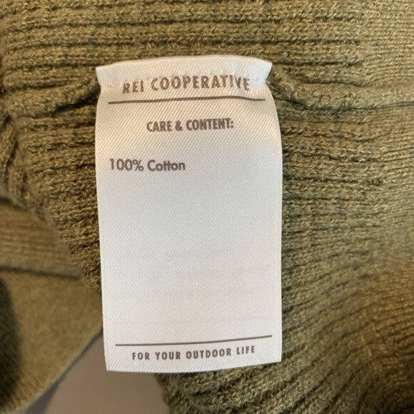 REI Womens M Sweater Pullover Waffle Knit Olive Green Wallace Lake Cotton - Picture 7 of 12